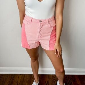 Two Toned Pink Jean Shorts